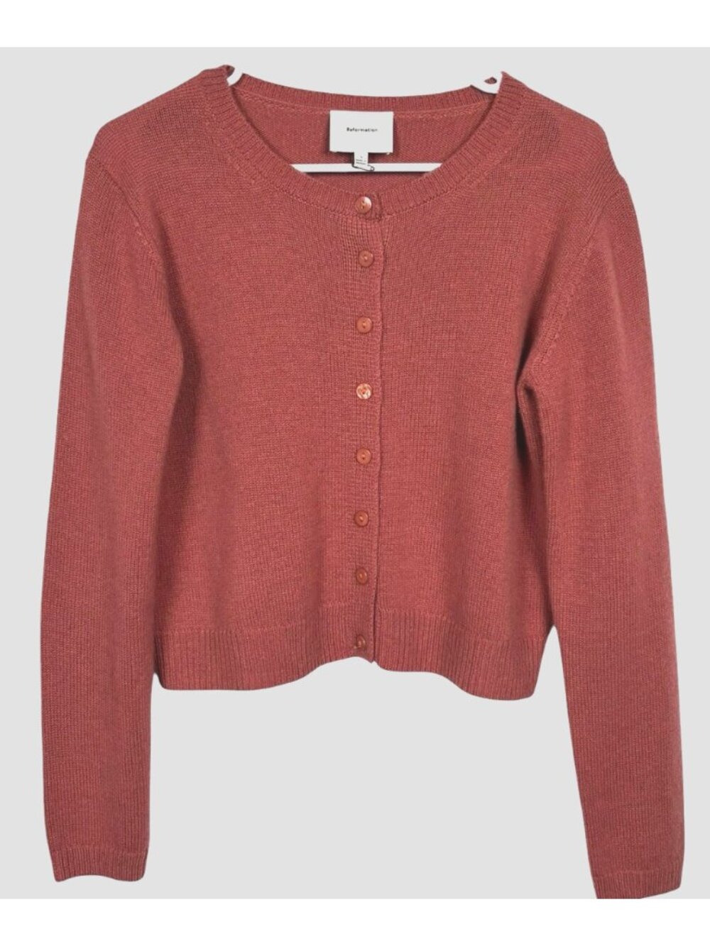 Reformation Cardigan Womens Small Clara Cashmere Crew Rosewood Cropped - Picture 2 of 7